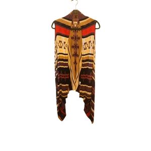 Tribal Print Sleeveless Cardigan Sz XL, By COMO VINTAGE.